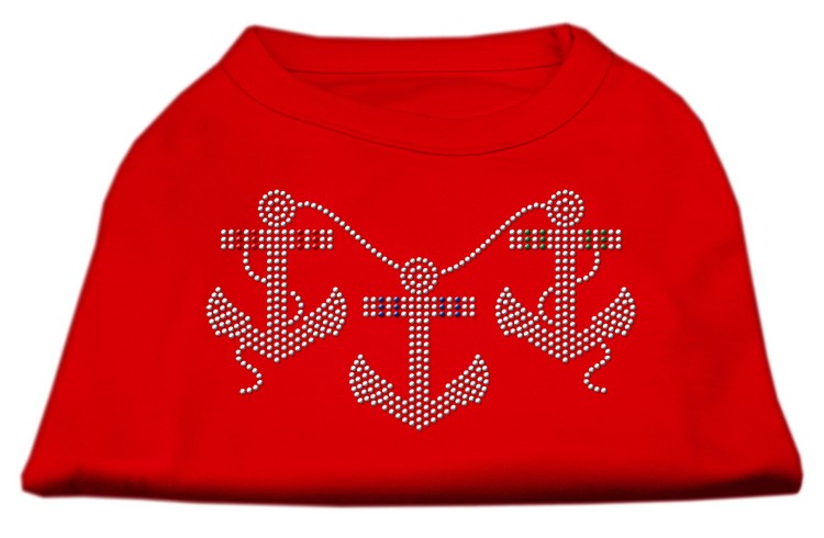 Rhinestone Anchors Shirts Red XS