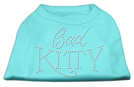 Bad Kitty Rhinestud Shirt Aqua XS