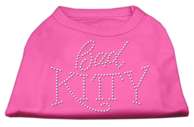 Bad Kitty Rhinestud Shirt Bright Pink XS