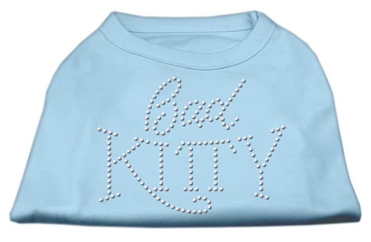 Bad Kitty Rhinestud Shirt Baby Blue XS