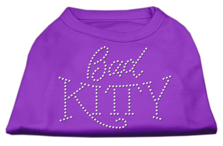 Bad Kitty Rhinestud Shirt Purple XL