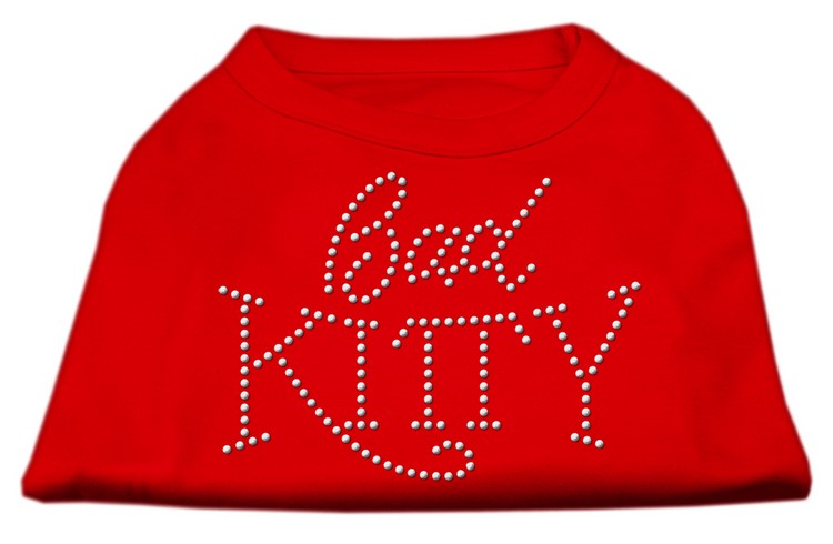 Bad Kitty Rhinestud Shirt Red XS