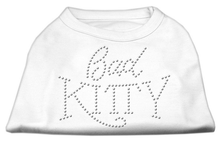 Bad Kitty Rhinestud Shirt White XS