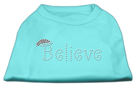 Believe Rhinestone Shirts Aqua XS