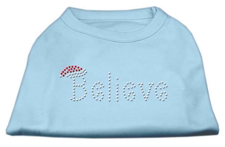 Believe Rhinestone Shirts Baby Blue XL