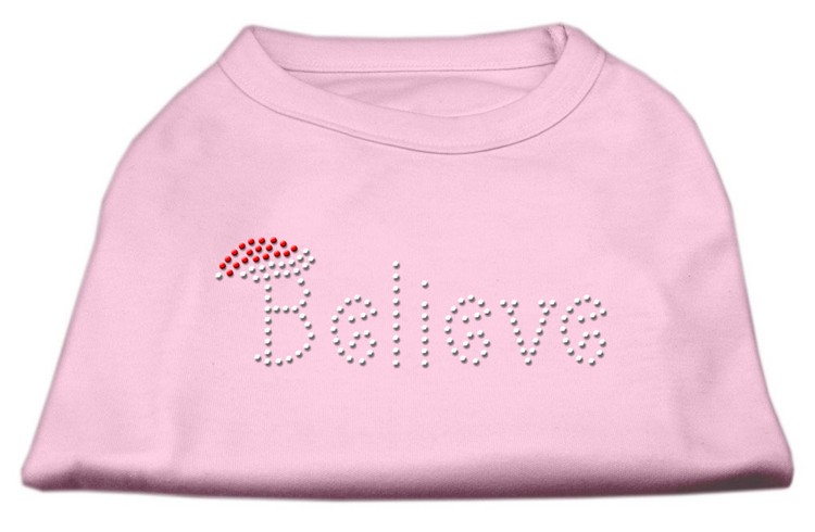 Believe Rhinestone Shirts Light Pink XXXL