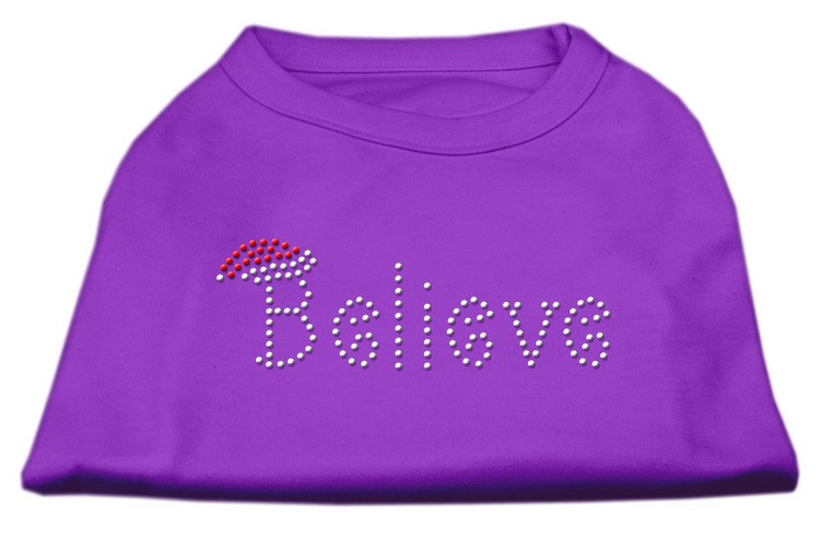 Believe Rhinestone Shirts Purple XL