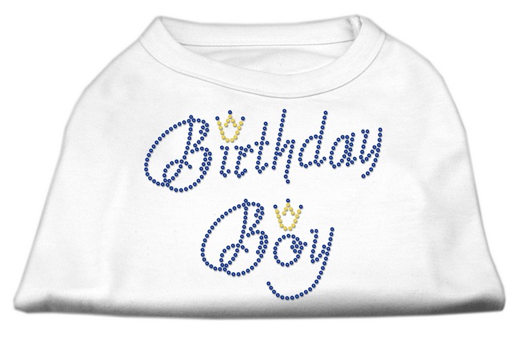 Birthday Boy Rhinestone Shirts White XS