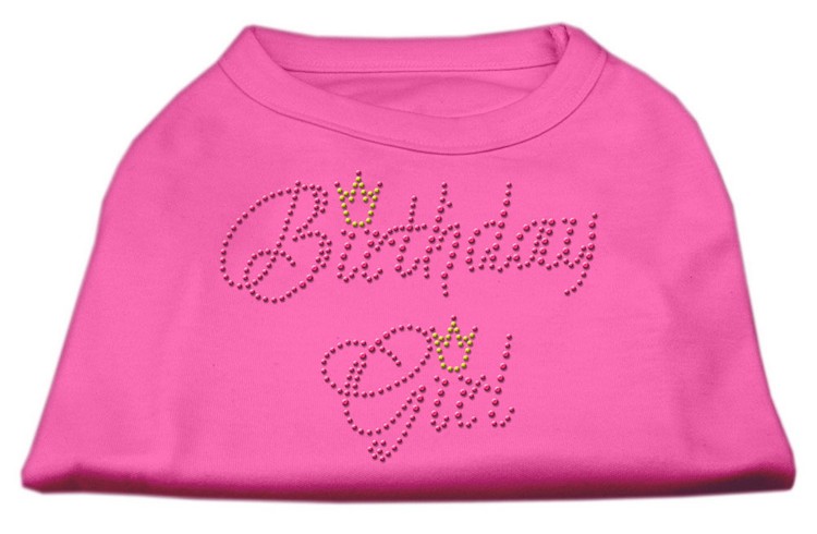 Birthday Girl Rhinestone Shirt Bright Pink XS