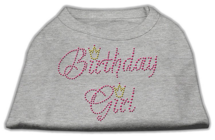 Birthday Girl Rhinestone Shirt Grey XS