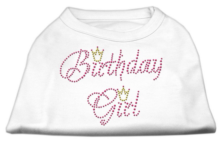 Birthday Girl Rhinestone Shirt White L