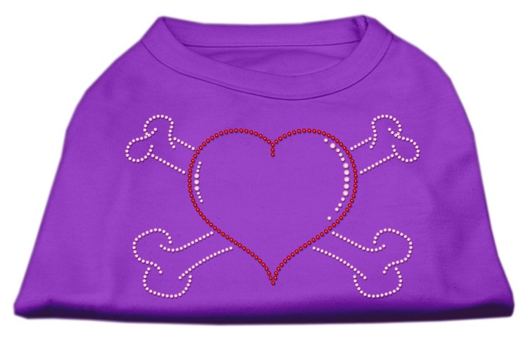 Heart and Crossbones Rhinestone Shirts Purple XS