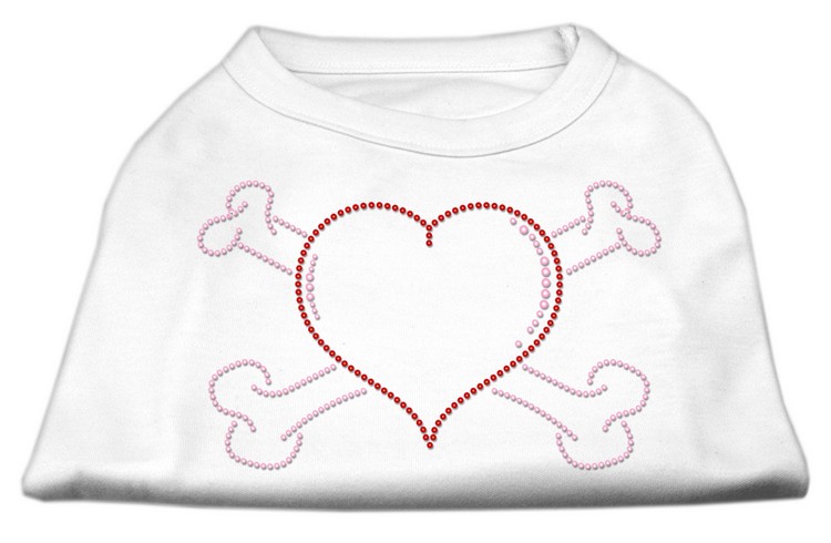 Heart and Crossbones Rhinestone Shirts White XS