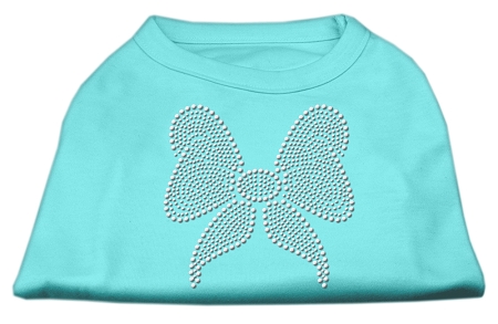 Rhinestone Bow Shirts Aqua L