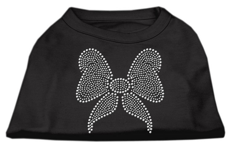 Rhinestone Bow Shirts Black XS