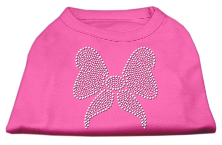 Rhinestone Bow Shirts Bright Pink XS