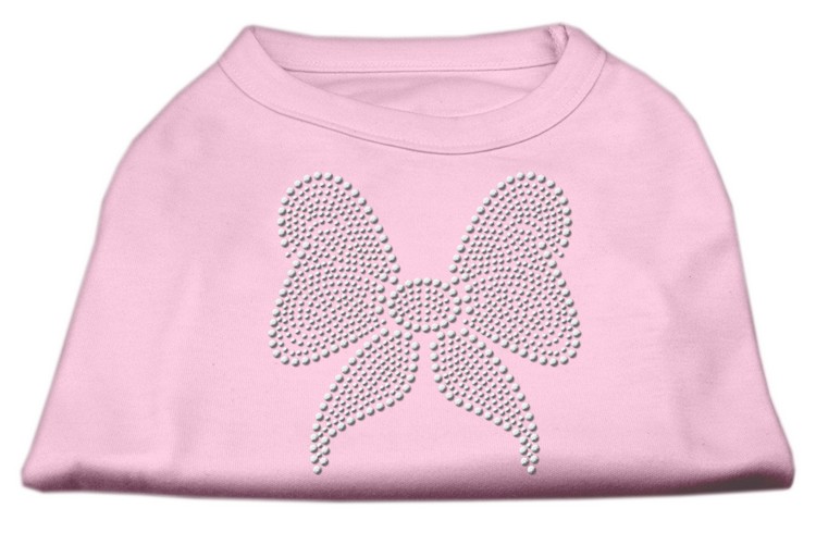 Rhinestone Bow Shirts Light Pink L