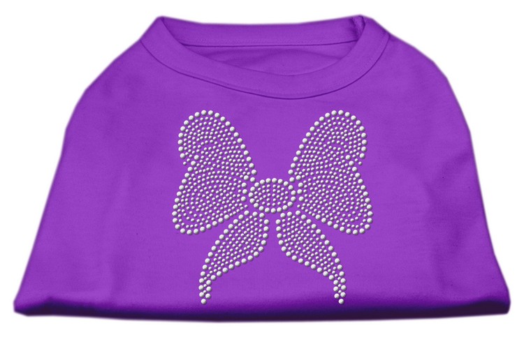 Rhinestone Bow Shirts Purple XXL