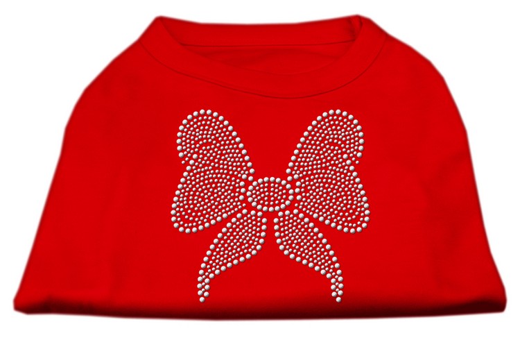 Rhinestone Bow Shirts Red XL