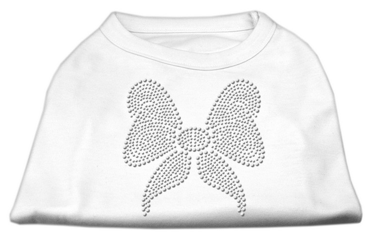 Rhinestone Bow Shirts White XXXL