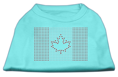 Canadian Flag Rhinestone Shirts Aqua L