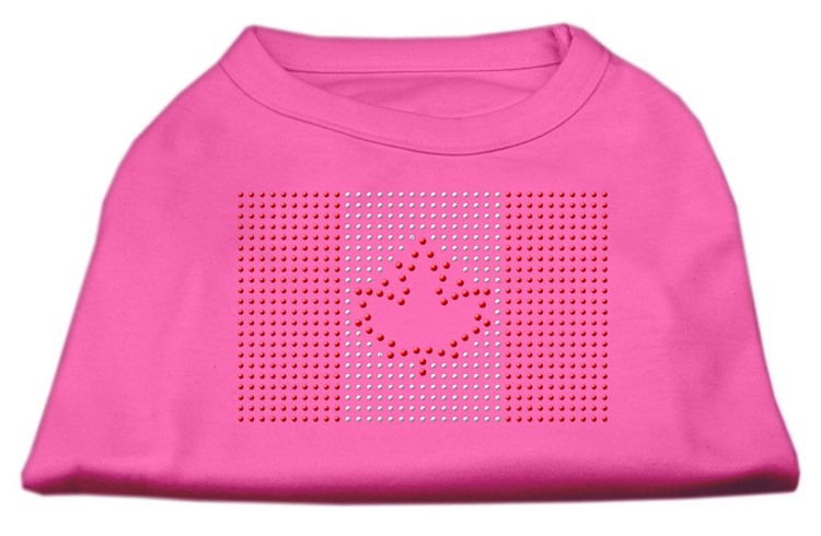 Canadian Flag Rhinestone Shirts Bright Pink L