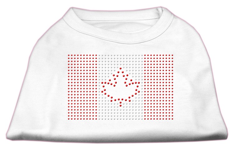 Canadian Flag Rhinestone Shirts White L