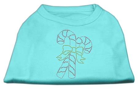 Candy Cane Rhinestone Shirt Aqua S