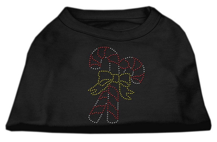 Candy Cane Rhinestone Shirt Black XXXL