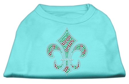 Holiday Fleur de lis Rhinestone Shirts Aqua M