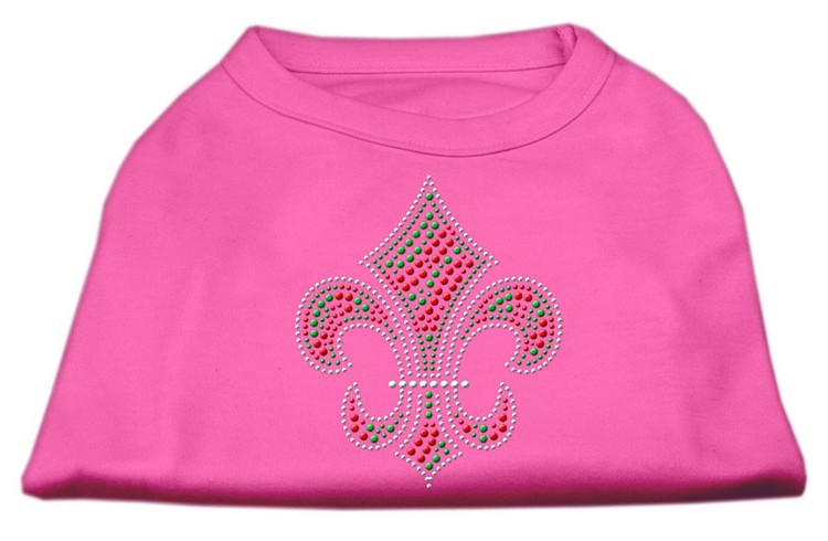 Holiday Fleur de lis Rhinestone Shirts Bright Pink XS