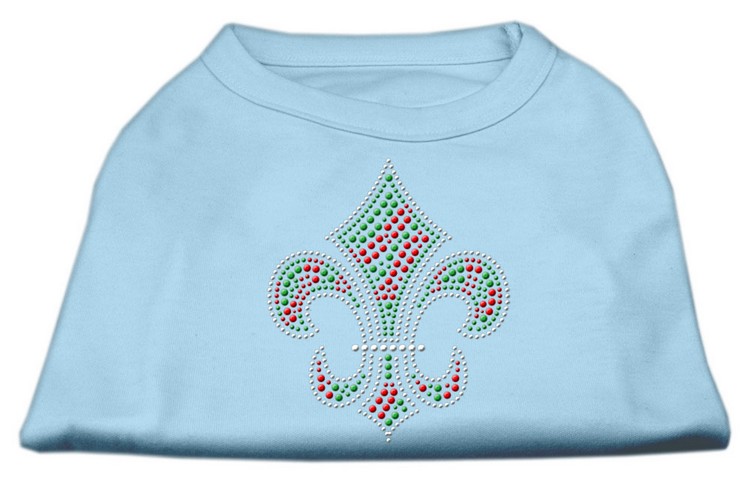 Holiday Fleur de lis Rhinestone Shirts Baby Blue L