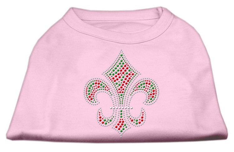 Holiday Fleur de lis Rhinestone Shirts Light Pink XS