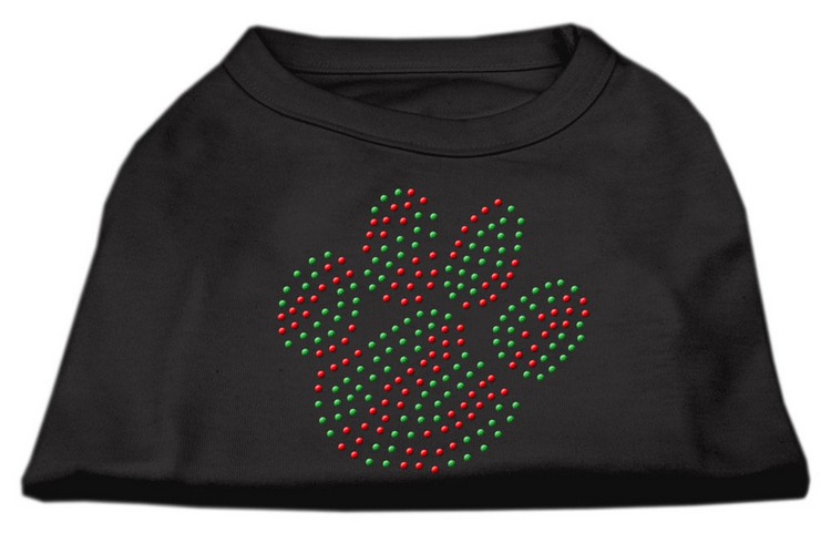 Holiday Paw Rhinestone Shirts Black XS