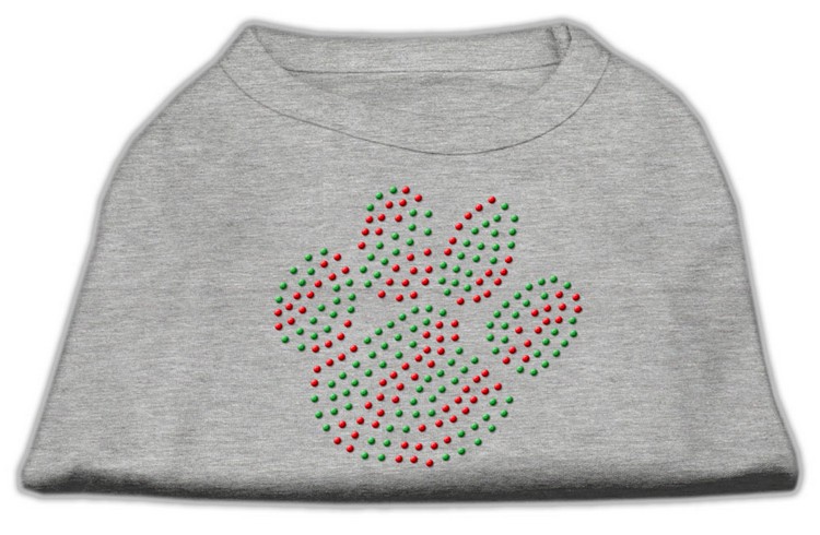 Holiday Paw Rhinestone Shirts Grey S