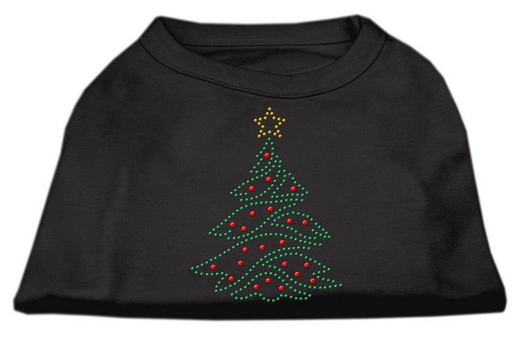 Christmas Tree Rhinestone Shirt Black XS