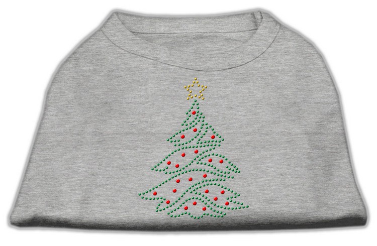 Christmas Tree Rhinestone Shirt Grey S