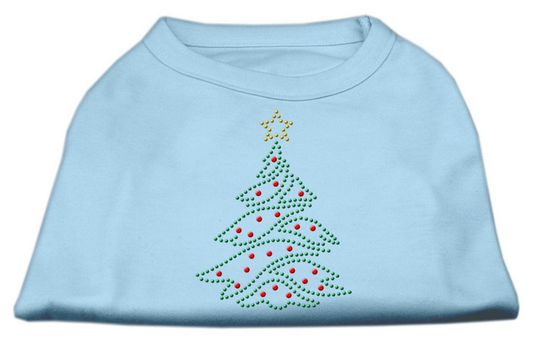 Christmas Tree Rhinestone Shirt Baby Blue XS