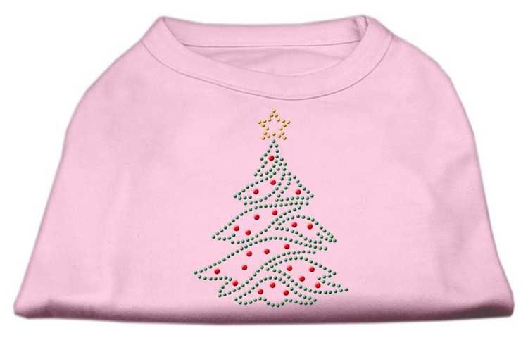 Christmas Tree Rhinestone Shirt Light Pink XXXL