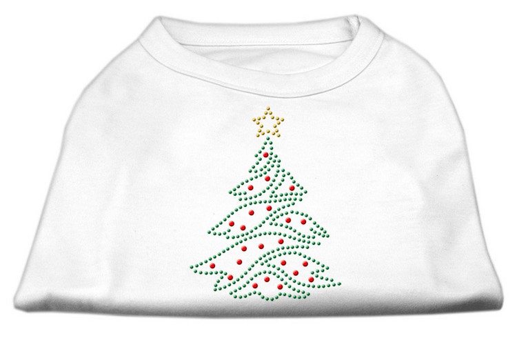 Christmas Tree Rhinestone Shirt White XS