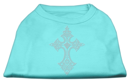 Rhinestone Cross Shirts Aqua M