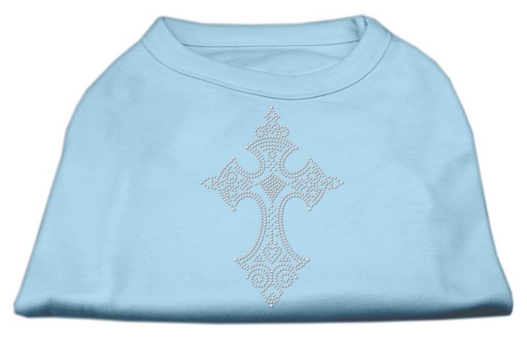 Rhinestone Cross Shirts Baby Blue XXL