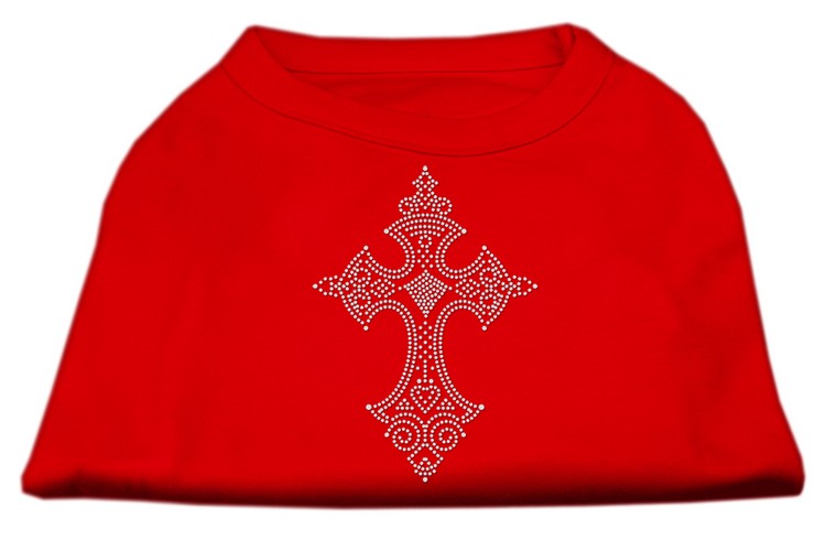 Rhinestone Cross Shirts Red S