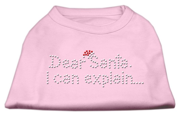 Dear Santa I Can Explain Rhinestone Shirts Light Pink XS