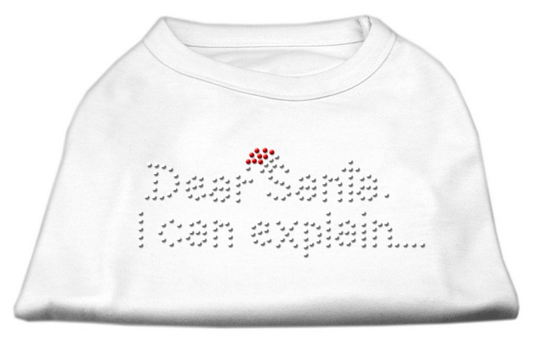 Dear Santa I Can Explain Rhinestone Shirts White M