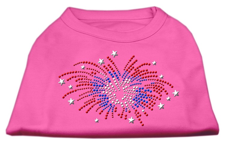 Fireworks Rhinestone Shirt Bright Pink L