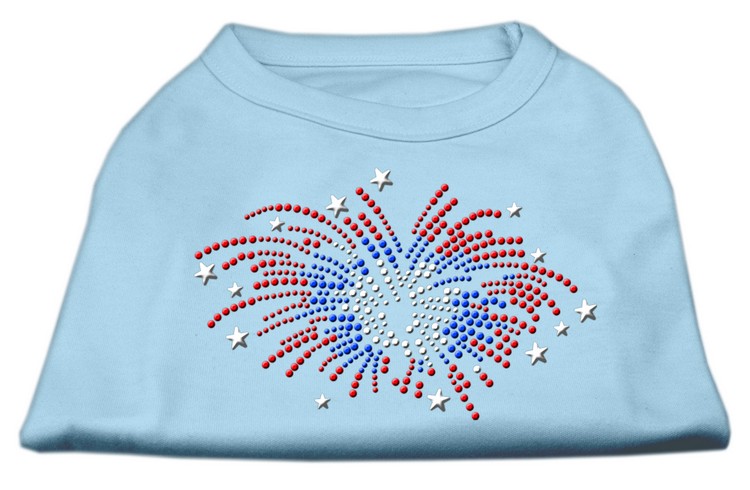 Fireworks Rhinestone Shirt Baby Blue L