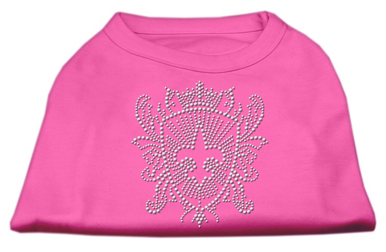 Rhinestone Fleur De Lis Shield Shirts Bright Pink XXXL