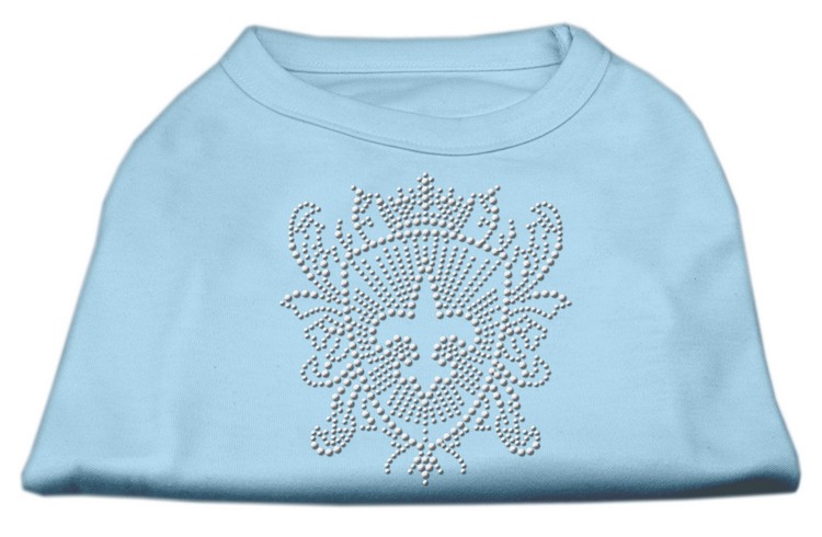 Rhinestone Fleur De Lis Shield Shirts Baby Blue M