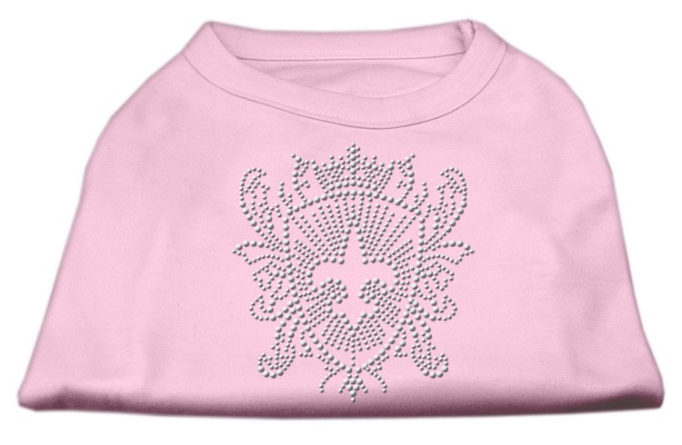 Rhinestone Fleur De Lis Shield Shirts Light Pink XS